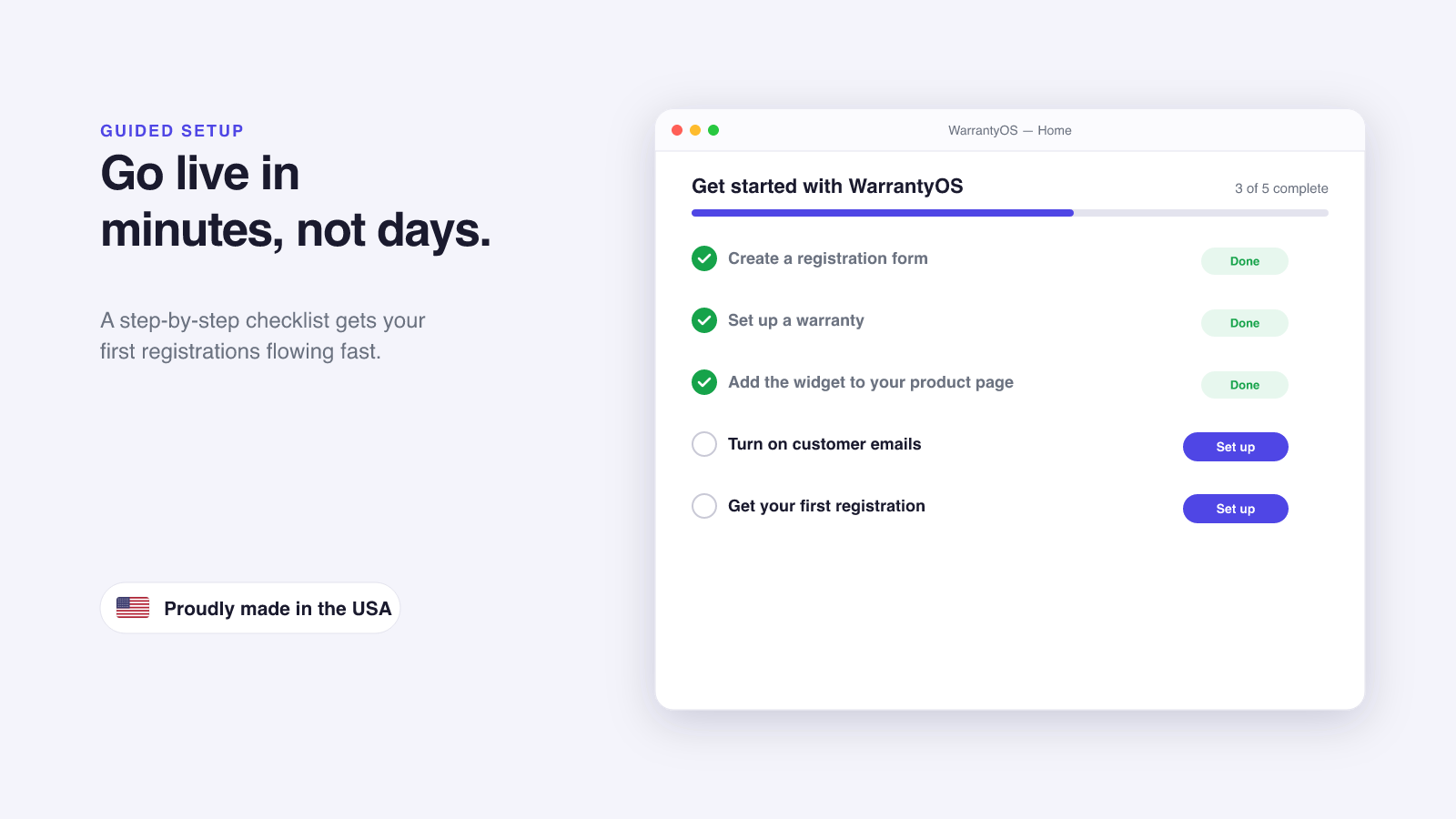 Guided setup