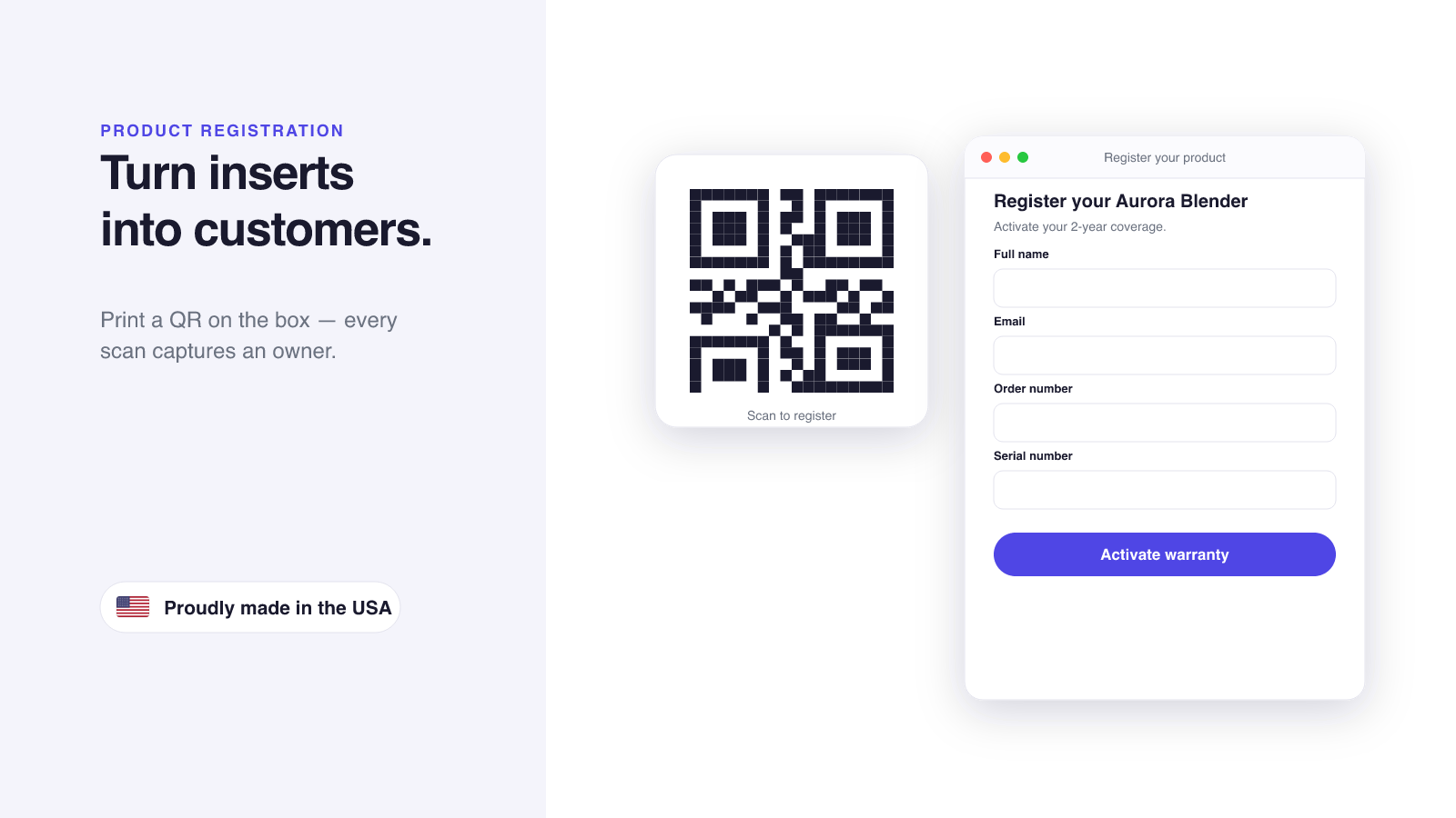 QR product registration